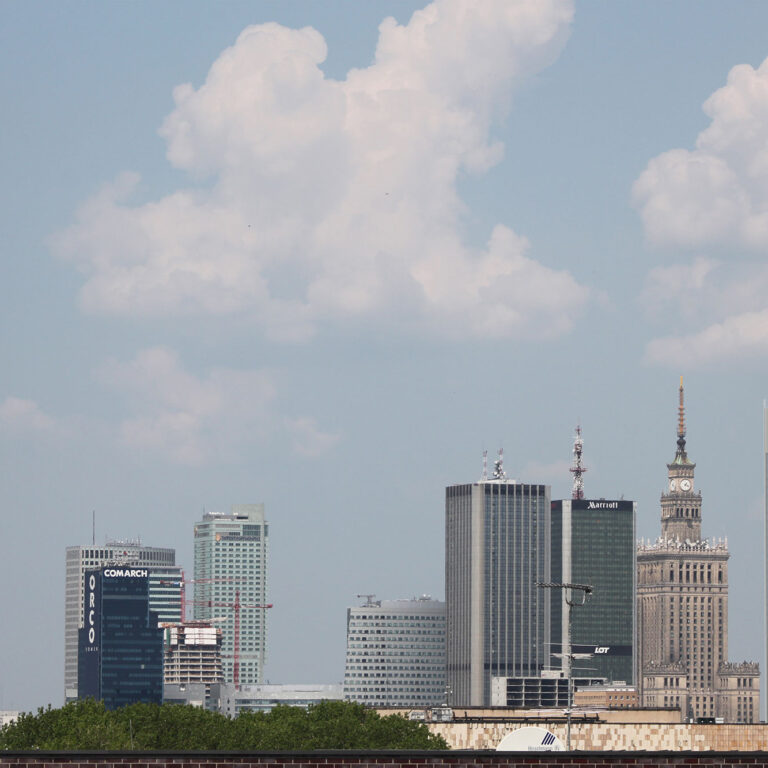 Roma Tower na tle Warszawy