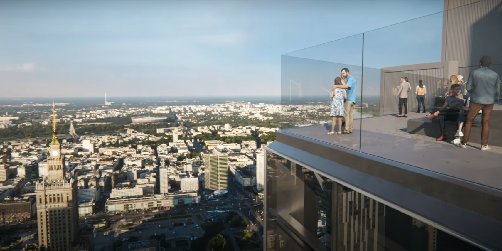 Widok z tarasu na Varso Tower