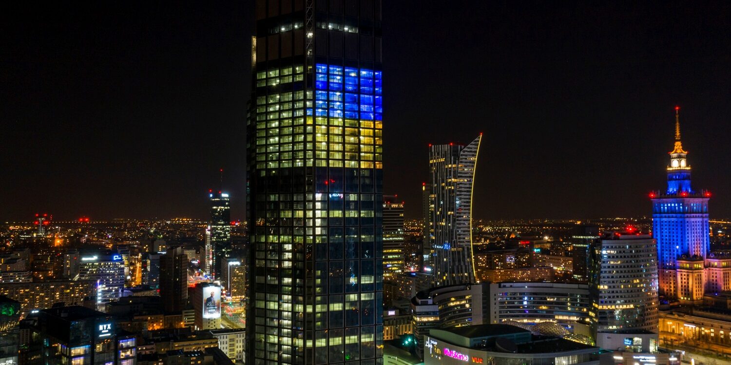 Varso Tower i PKiN w kolorach Ukrainy