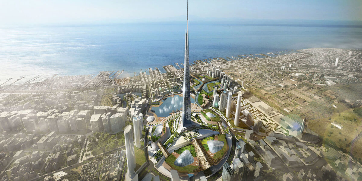 Jeddah Tower. Za niami oficjalna ceremonia wznowienia budowy najwyższego wieżowca na świecie