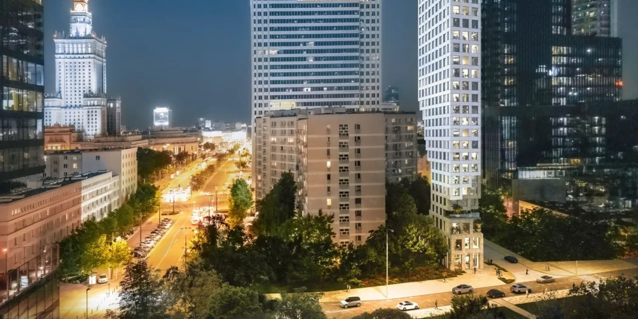 Twarda 7. Nowy 105-metrowy wieżowiec w kształcie siódemki w Warszawie